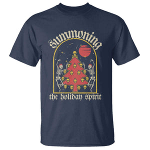 Gothic Xmas T Shirt Summoning Holiday Spirit Skeleton Christmas Tree TS09 Navy Print Your Wear