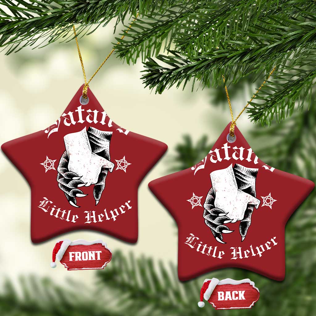 Funny Xmas Satan's Little Helper Christmas Ornament TS09 Star Red Print Your Wear