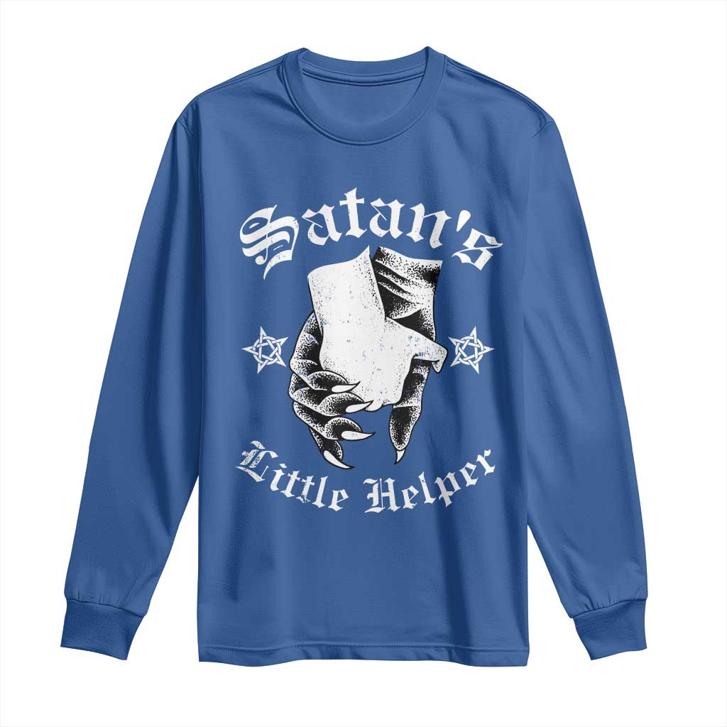 Funny Xmas Satan's Little Helper Long Sleeve Shirt TS09 Royal Blue Print Your Wear