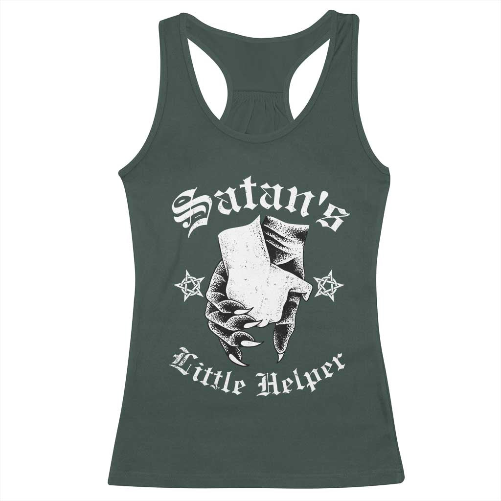 Funny Xmas Satan's Little Helper Racerback Tank Top TS09 Dark Forest Green Print Your Wear