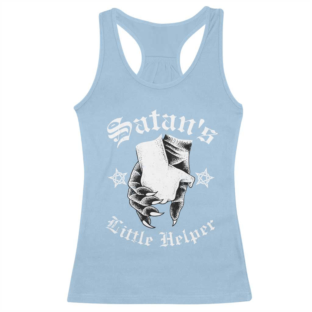 Funny Xmas Satan's Little Helper Racerback Tank Top TS09 Light Blue Print Your Wear