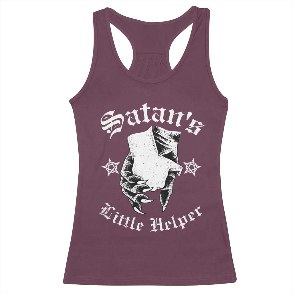 Funny Xmas Satan's Little Helper Racerback Tank Top TS09 Maroon Print Your Wear