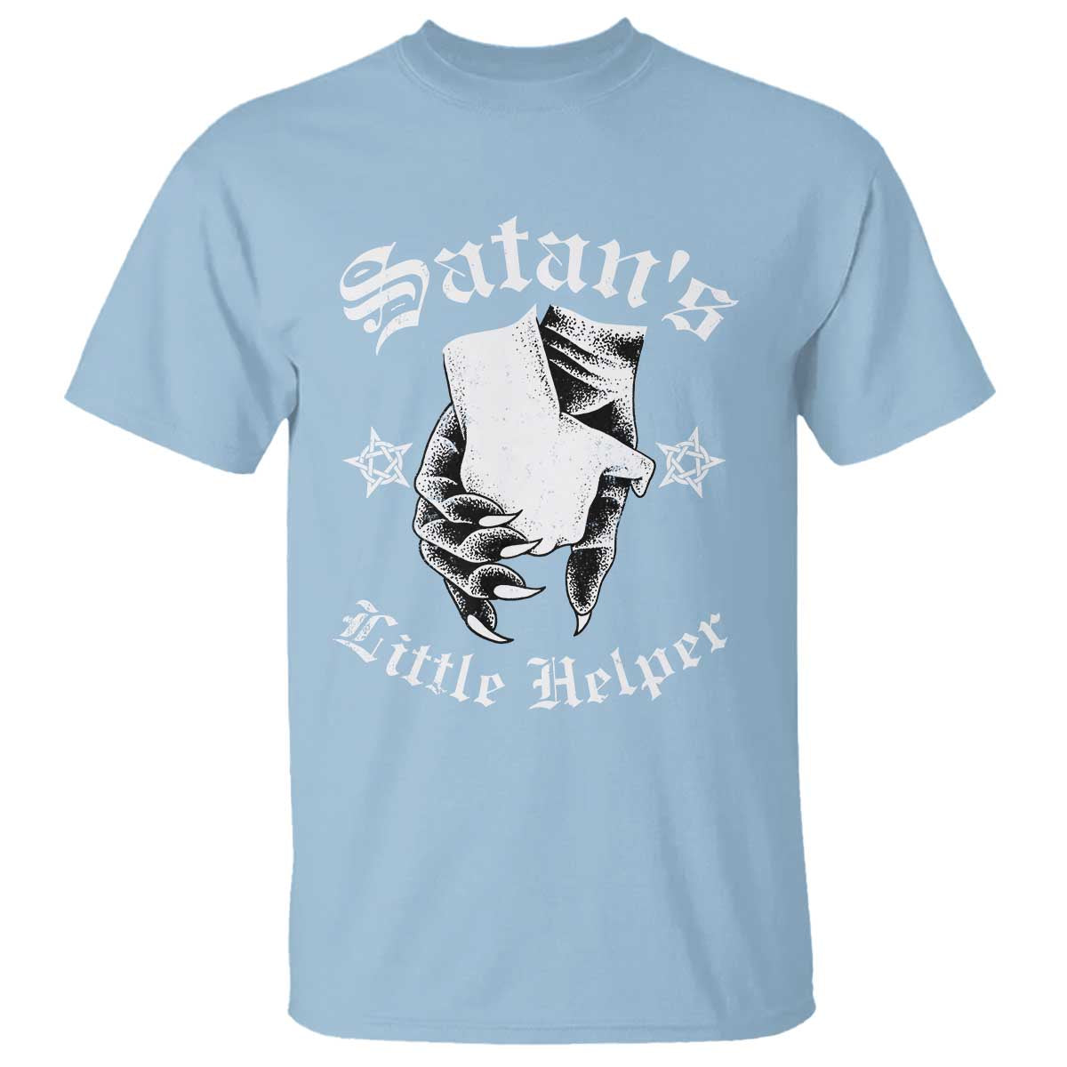 Funny Xmas Satan's Little Helper T Shirt TS09 Light Blue Print Your Wear