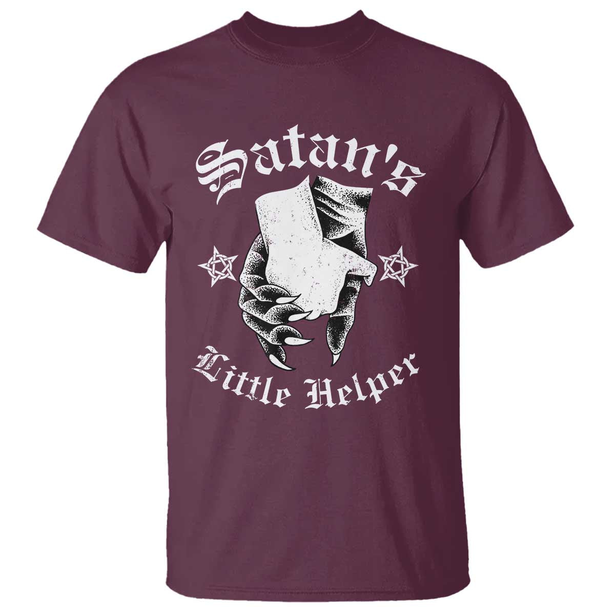 Funny Xmas Satan's Little Helper T Shirt TS09 Maroon Print Your Wear