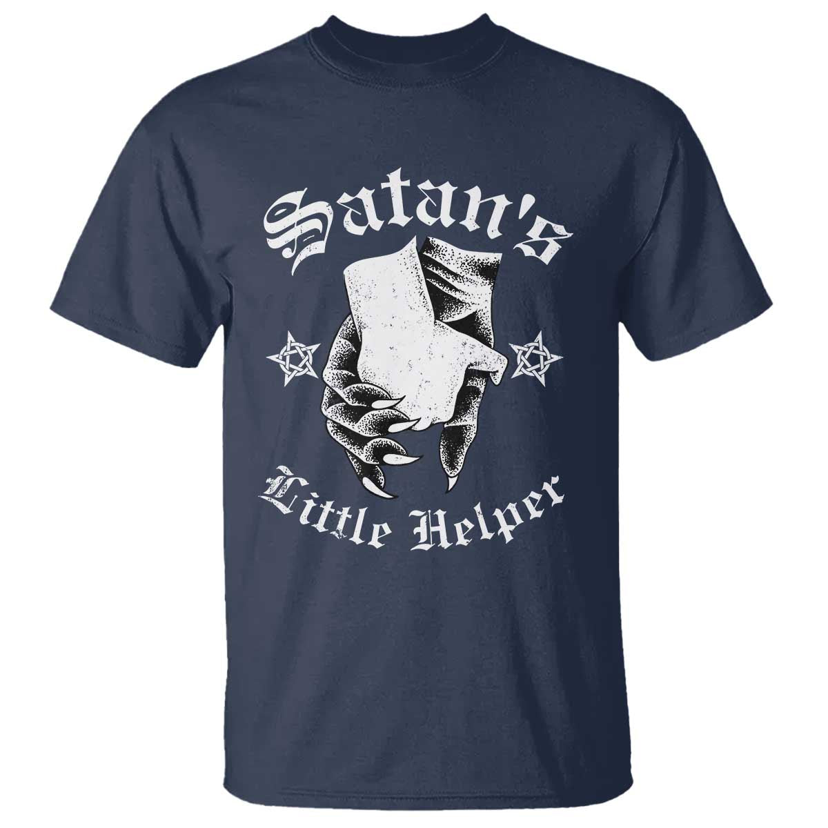 Funny Xmas Satan's Little Helper T Shirt TS09 Navy Print Your Wear
