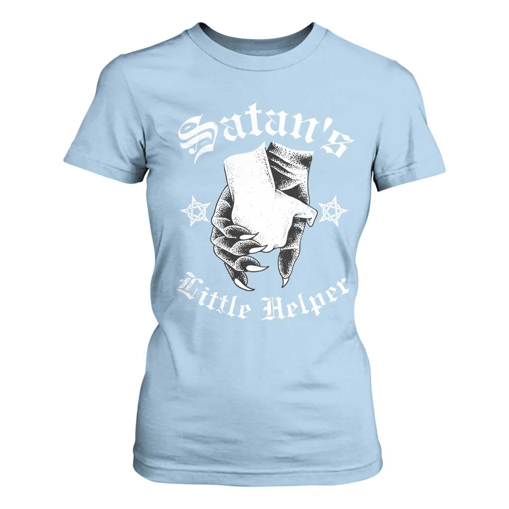 Funny Xmas Satan's Little Helper T Shirt For Women TS09 Light Blue Print Your Wear