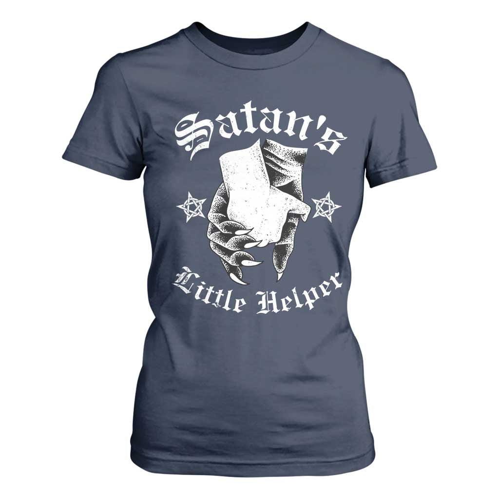 Funny Xmas Satan's Little Helper T Shirt For Women TS09 Navy Print Your Wear
