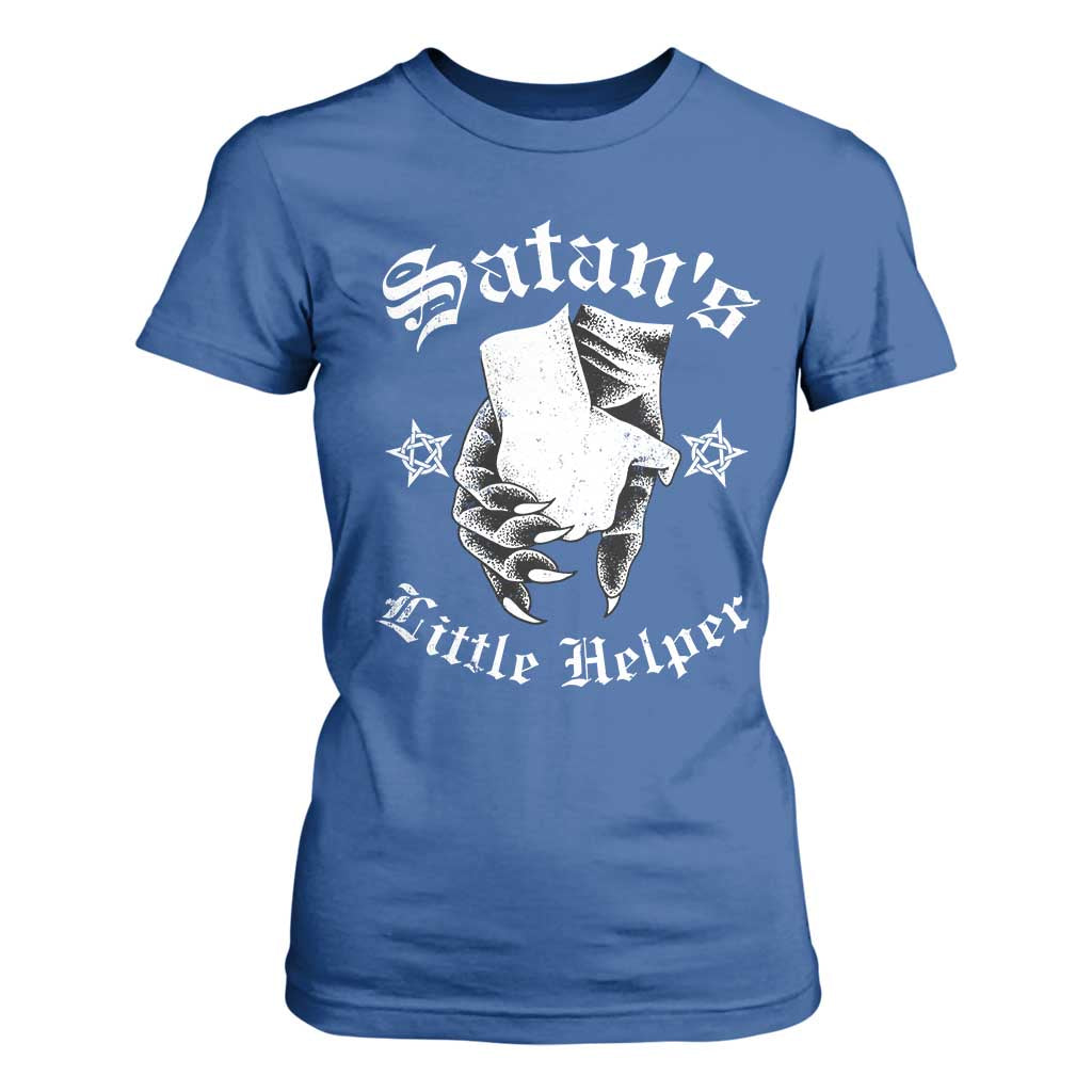 Funny Xmas Satan's Little Helper T Shirt For Women TS09 Royal Blue Print Your Wear