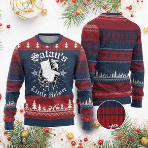 Funny Xmas Satan's Little Helper Ugly Christmas Sweater TS09 Burgundy Print Your Wear