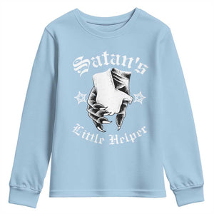 Funny Xmas Satan's Little Helper Youth Sweatshirt TS09 Light Blue Print Your Wear