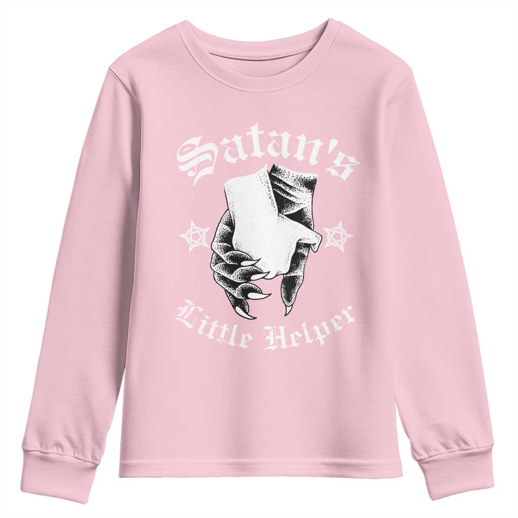 Funny Xmas Satan's Little Helper Youth Sweatshirt TS09 Light Pink Print Your Wear