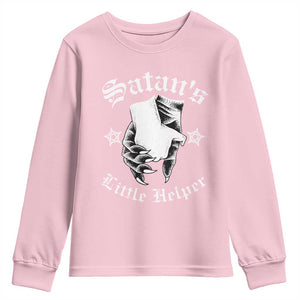 Funny Xmas Satan's Little Helper Youth Sweatshirt TS09 Light Pink Print Your Wear