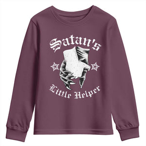 Funny Xmas Satan's Little Helper Youth Sweatshirt TS09 Maroon Print Your Wear
