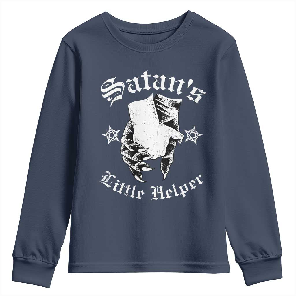 Funny Xmas Satan's Little Helper Youth Sweatshirt TS09 Navy Print Your Wear