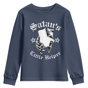 Funny Xmas Satan's Little Helper Youth Sweatshirt TS09 Navy Print Your Wear