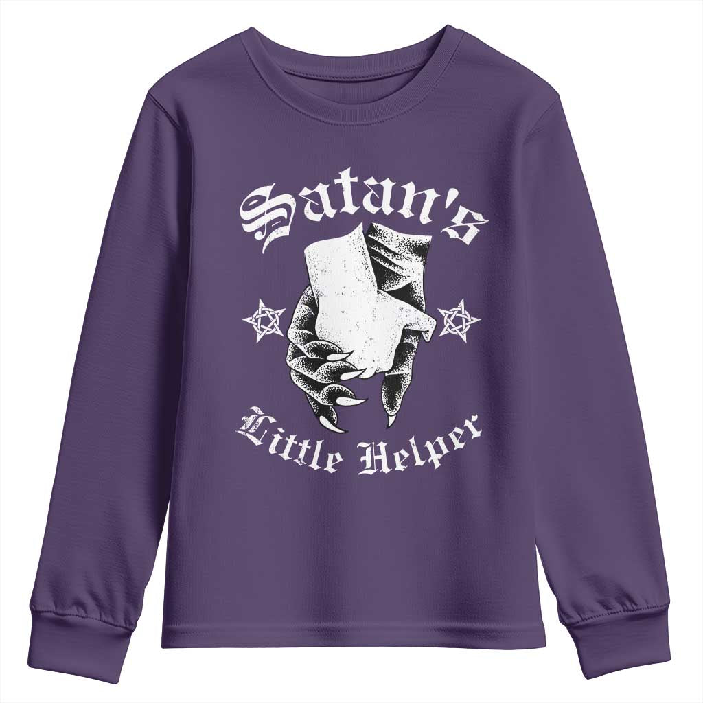 Funny Xmas Satan's Little Helper Youth Sweatshirt TS09 Purple Print Your Wear
