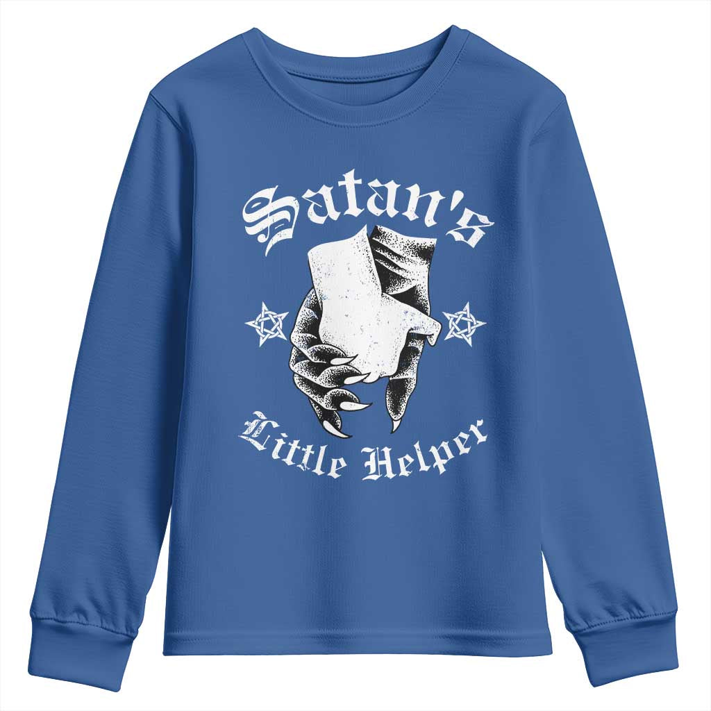 Funny Xmas Satan's Little Helper Youth Sweatshirt TS09 Royal Blue Print Your Wear