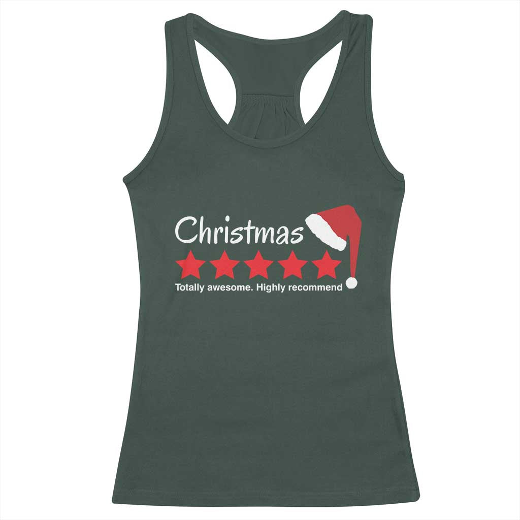 Funny Christmas Racerback Tank Top Five Stars Totally Awesome Highly Recommend TS09 Dark Forest Green Print Your Wear