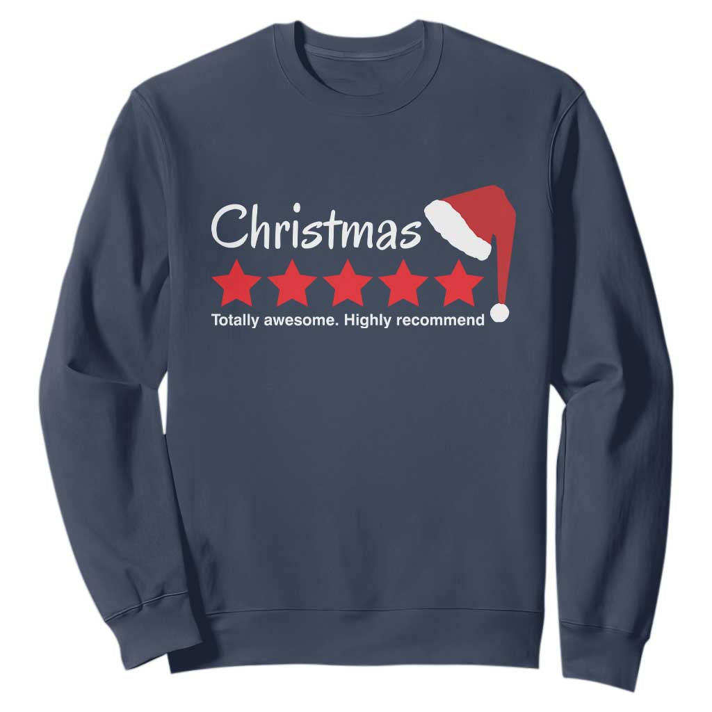 Funny Christmas Sweatshirt Five Stars Totally Awesome Highly Recommend TS09 Navy Print Your Wear