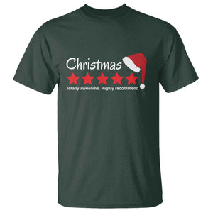 Funny Christmas T Shirt Five Stars Totally Awesome Highly Recommend TS09 Dark Forest Green Print Your Wear