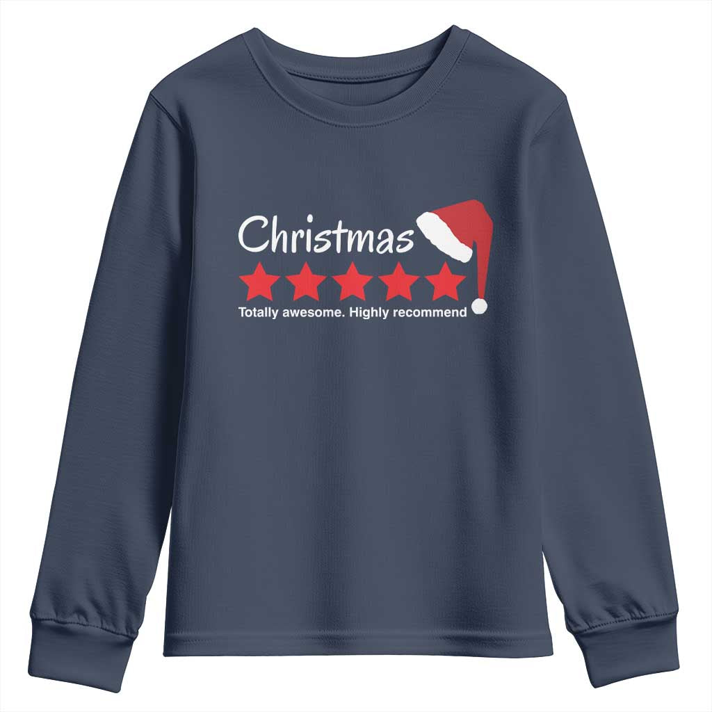 Funny Christmas Youth Sweatshirt Five Stars Totally Awesome Highly Recommend TS09 Navy Print Your Wear