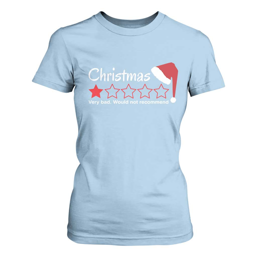 Funny Christmas Bah Humbug T Shirt For Women One Star Very Bad Would Not recommend TS09 Light Blue Print Your Wear