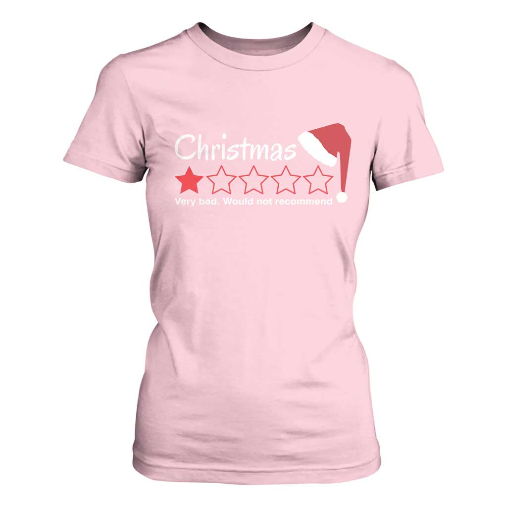 Funny Christmas Bah Humbug T Shirt For Women One Star Very Bad Would Not recommend TS09 Light Pink Print Your Wear