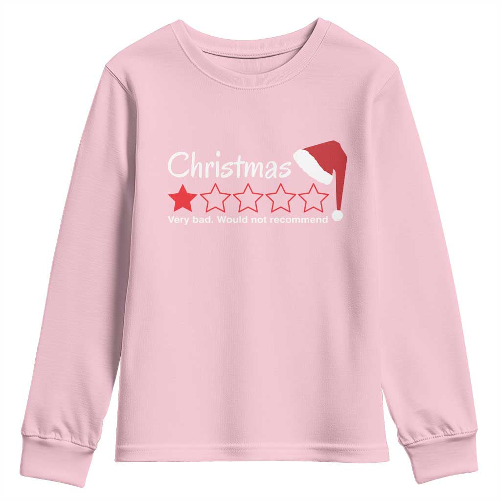 Funny Christmas Bah Humbug Youth Sweatshirt One Star Very Bad Would Not recommend TS09 Light Pink Print Your Wear