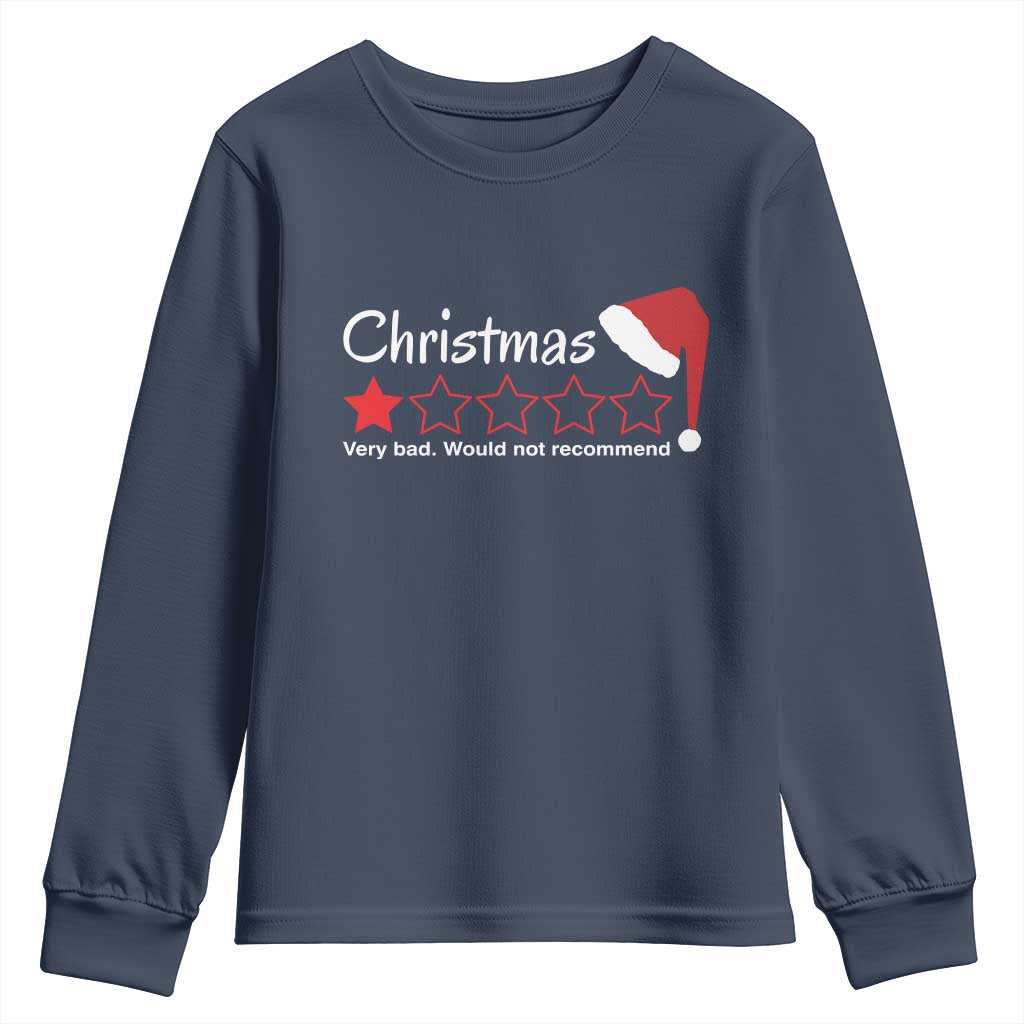 Funny Christmas Bah Humbug Youth Sweatshirt One Star Very Bad Would Not recommend TS09 Navy Print Your Wear