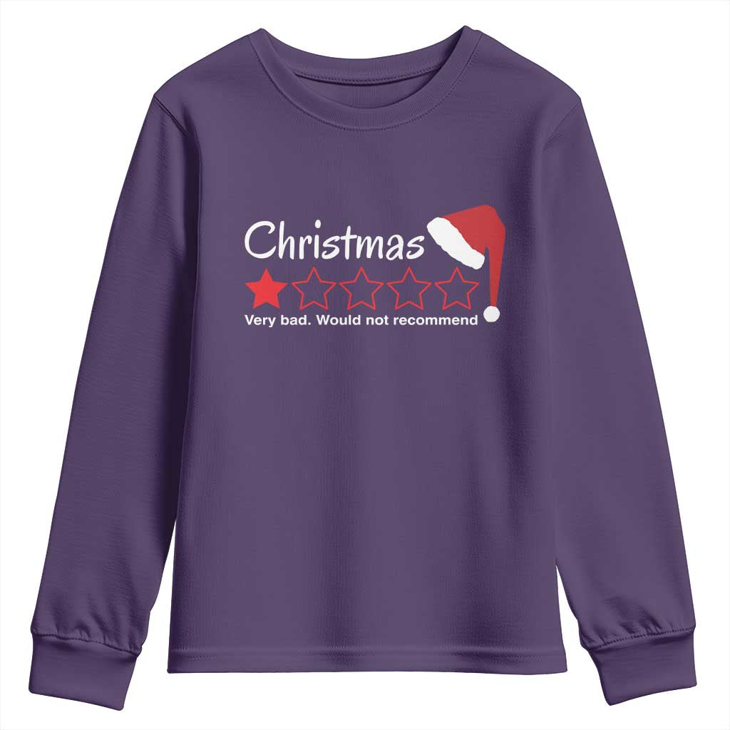 Funny Christmas Bah Humbug Youth Sweatshirt One Star Very Bad Would Not recommend TS09 Purple Print Your Wear