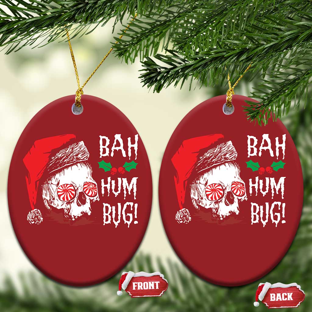 Xmas Bah Humbug Skull Santa Hat Christmas Ornament TS09 Oval Red Print Your Wear
