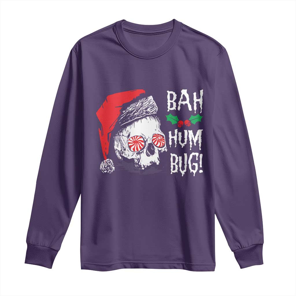 Christmas Bah Humbug Skull Santa Hat Long Sleeve Shirt TS09 Purple Print Your Wear