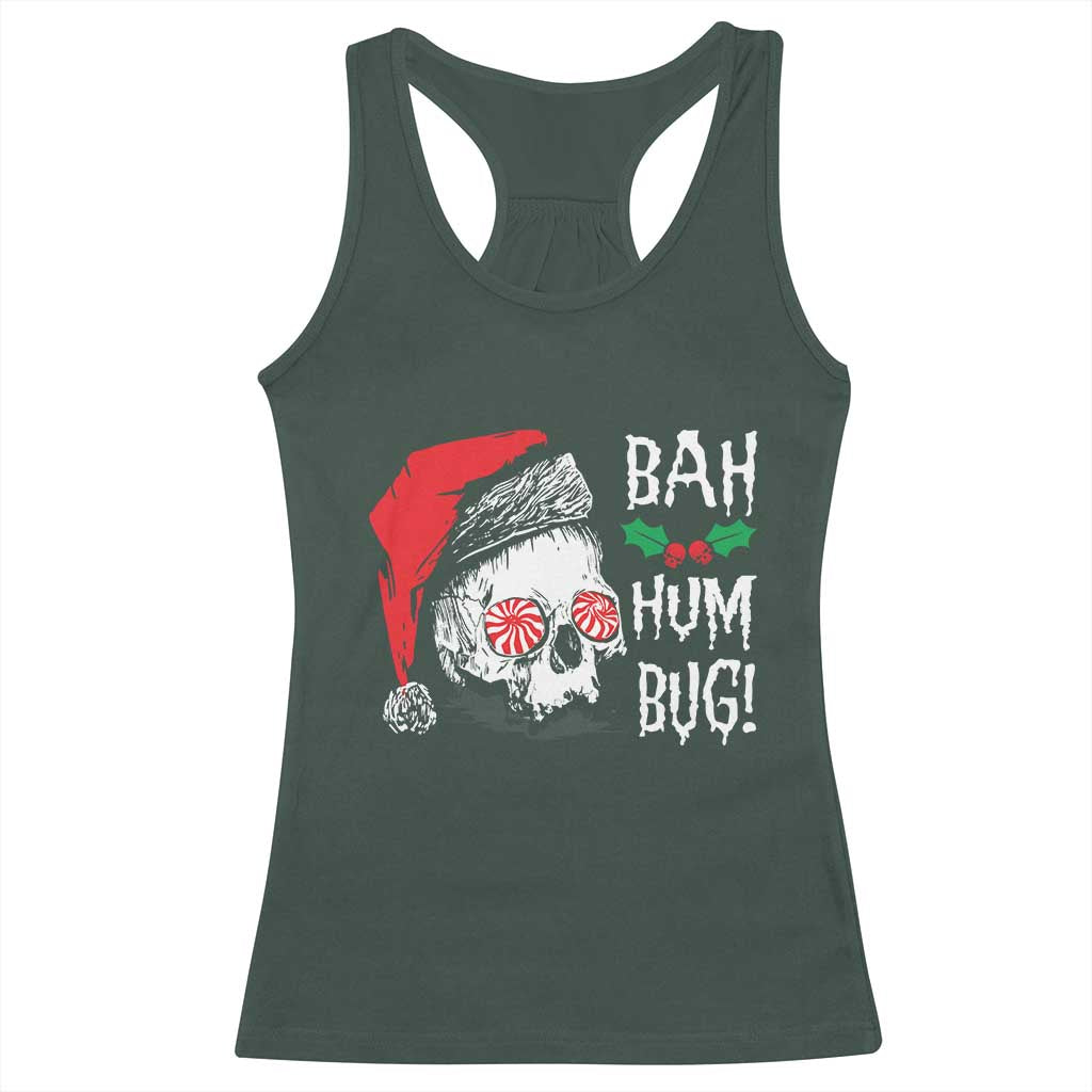 Christmas Bah Humbug Skull Santa Hat Racerback Tank Top TS09 Dark Forest Green Print Your Wear