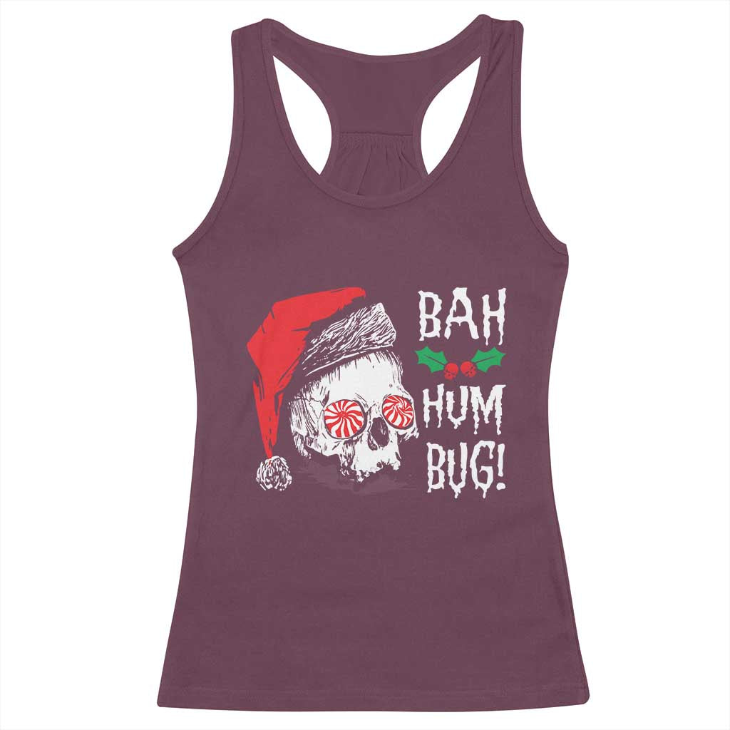 Christmas Bah Humbug Skull Santa Hat Racerback Tank Top TS09 Maroon Print Your Wear