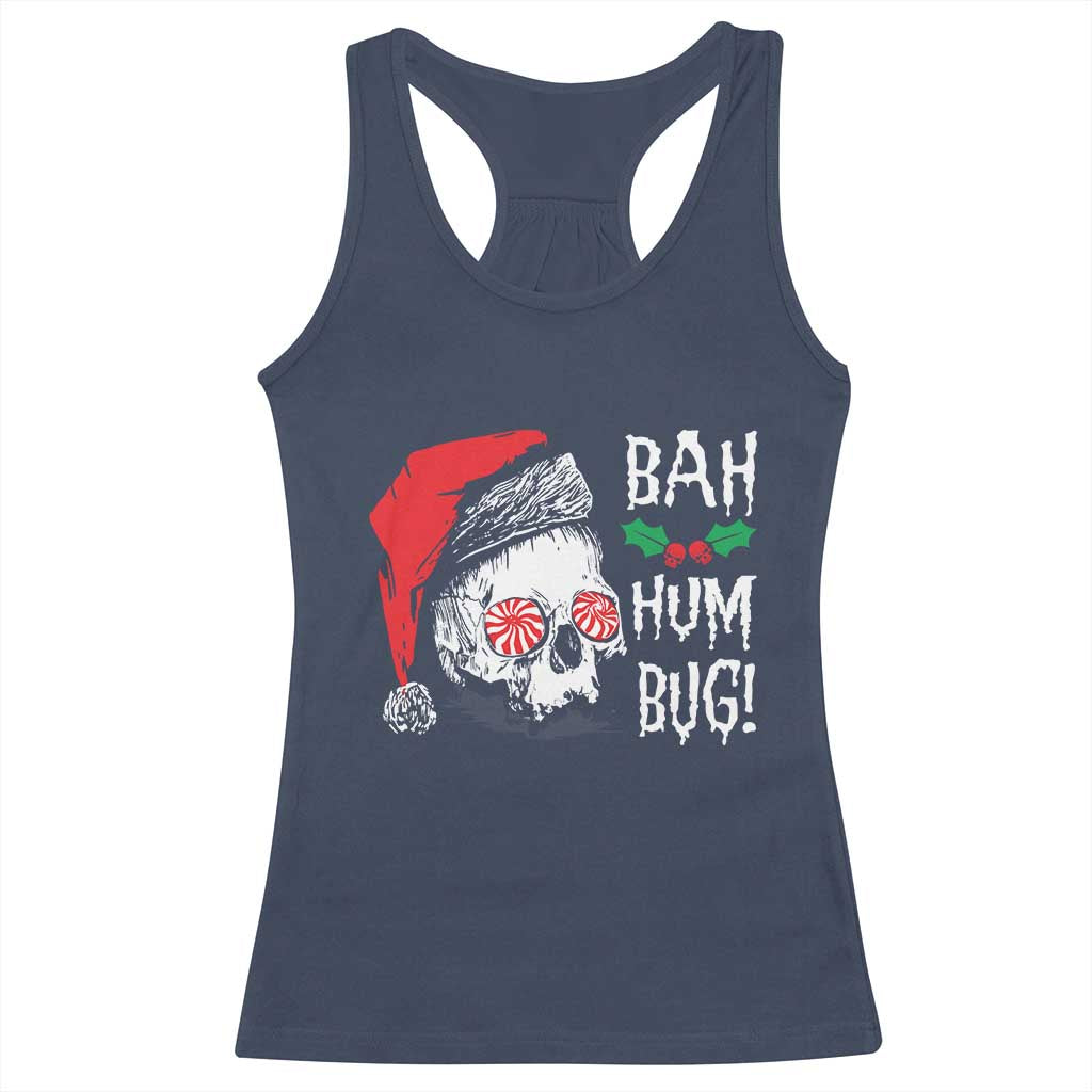 Christmas Bah Humbug Skull Santa Hat Racerback Tank Top TS09 Navy Print Your Wear
