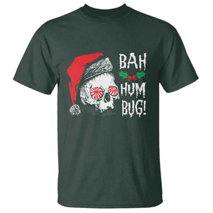 Christmas Bah Humbug Skull Santa Hat T Shirt TS09 Dark Forest Green Print Your Wear