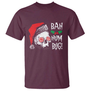 Christmas Bah Humbug Skull Santa Hat T Shirt TS09 Maroon Print Your Wear