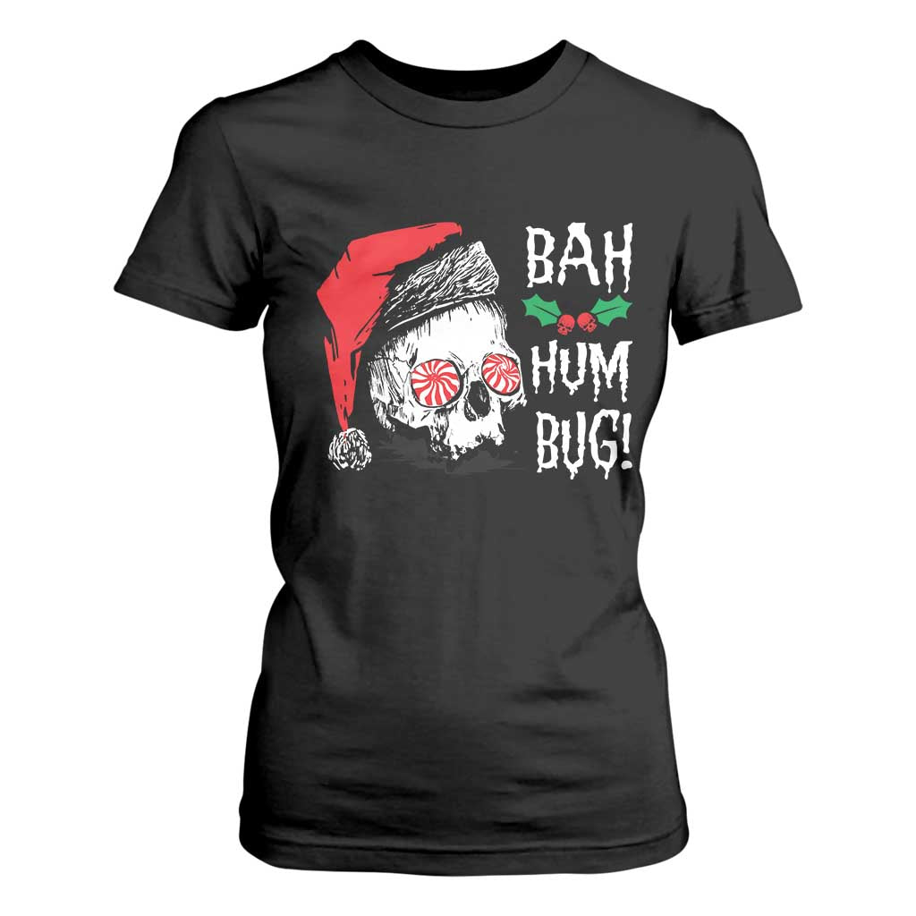 Christmas Bah Humbug Skull Santa Hat T Shirt For Women TS09 Black Print Your Wear