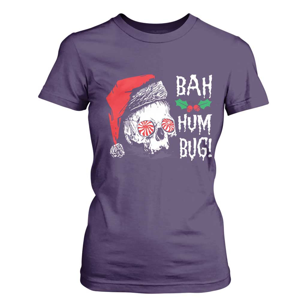 Christmas Bah Humbug Skull Santa Hat T Shirt For Women TS09 Purple Print Your Wear