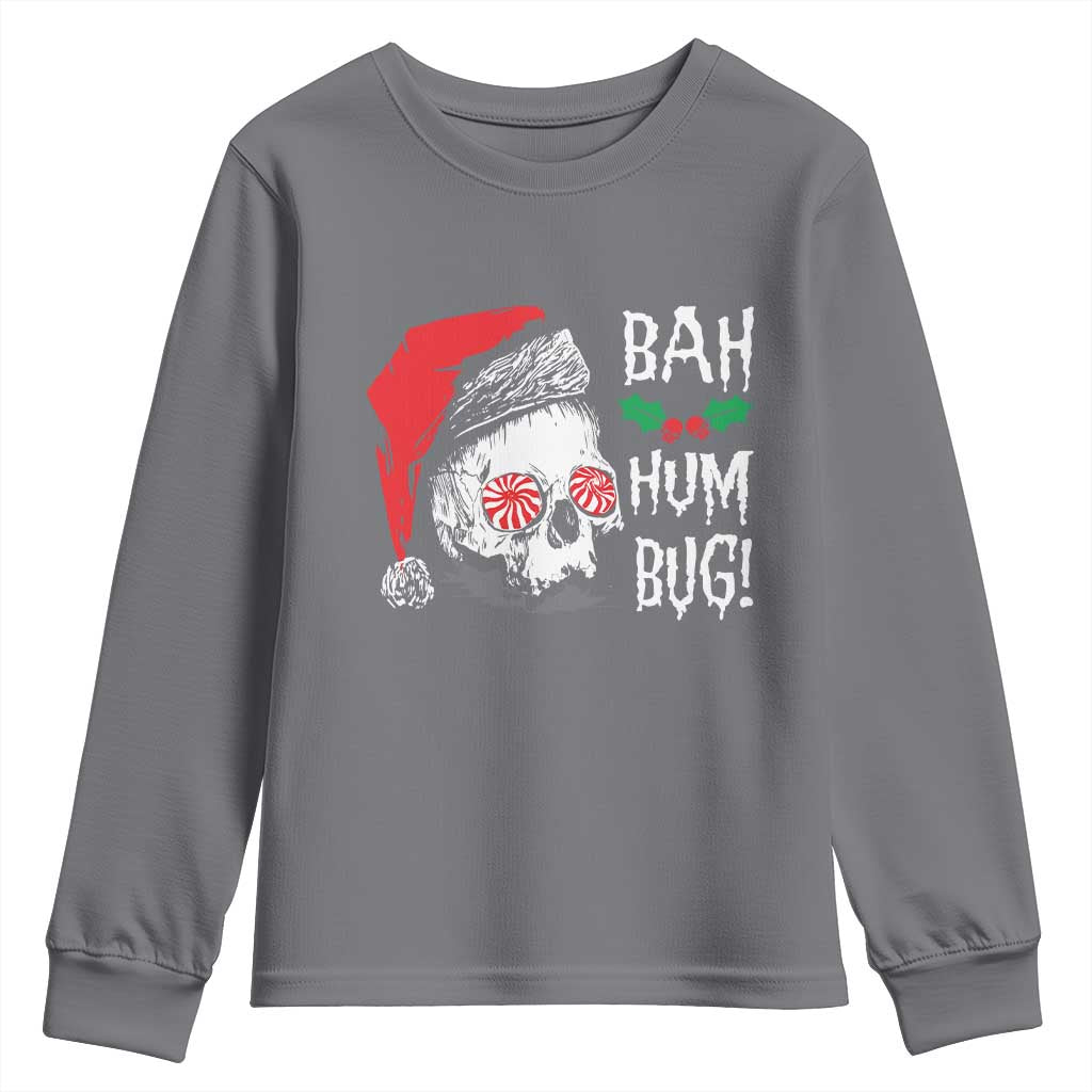 Christmas Bah Humbug Skull Santa Hat Youth Sweatshirt TS09 Charcoal Print Your Wear