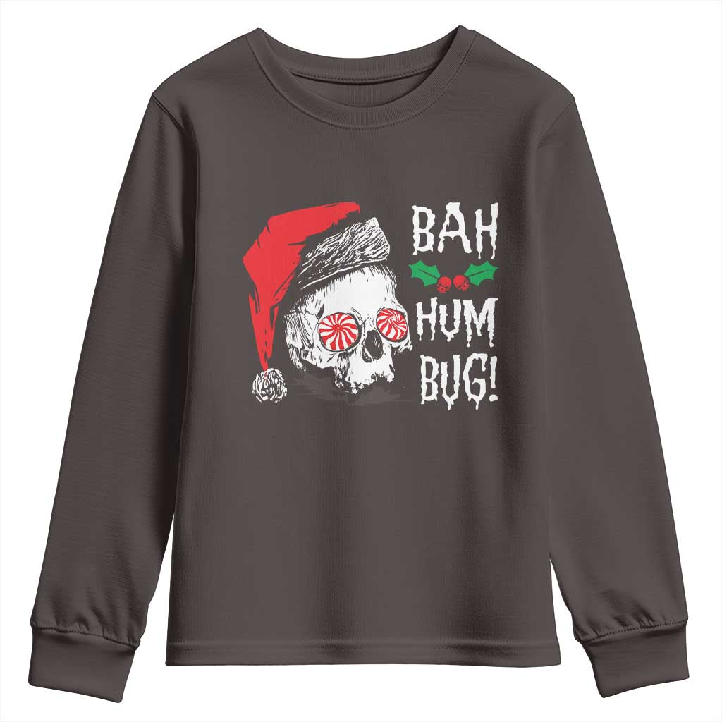 Christmas Bah Humbug Skull Santa Hat Youth Sweatshirt TS09 Dark Chocolate Print Your Wear