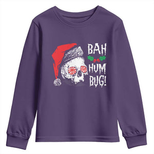 Christmas Bah Humbug Skull Santa Hat Youth Sweatshirt TS09 Purple Print Your Wear