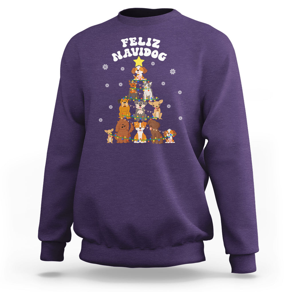 Feliz Navidog Dog Christmas Tree Sweatshirt TS09 Purple Printyourwear