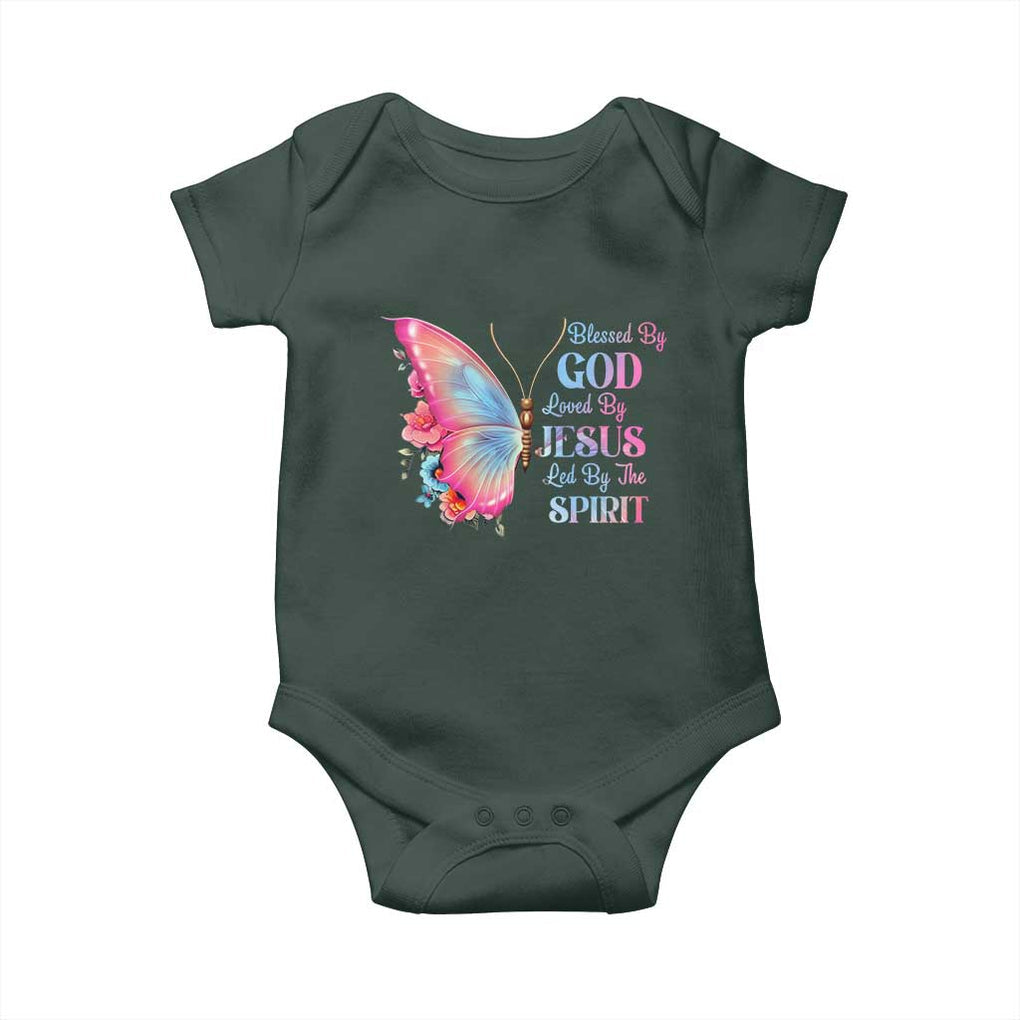 Christian Baby Onesie Blessed By God Loved By Jesus Led By The Spirit TS09 Print Your Wear