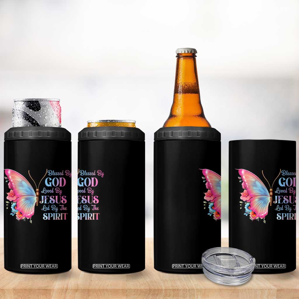 Christian 4 in 1 Can Cooler Tumbler Blessed By God Loved By Jesus Led By The Spirit TS09 Print Your Wear