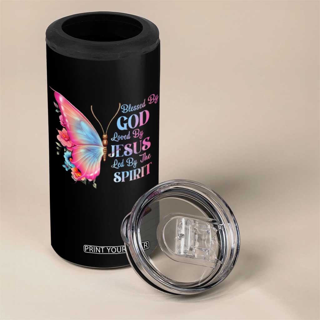 Christian 4 in 1 Can Cooler Tumbler Blessed By God Loved By Jesus Led By The Spirit TS09 Print Your Wear