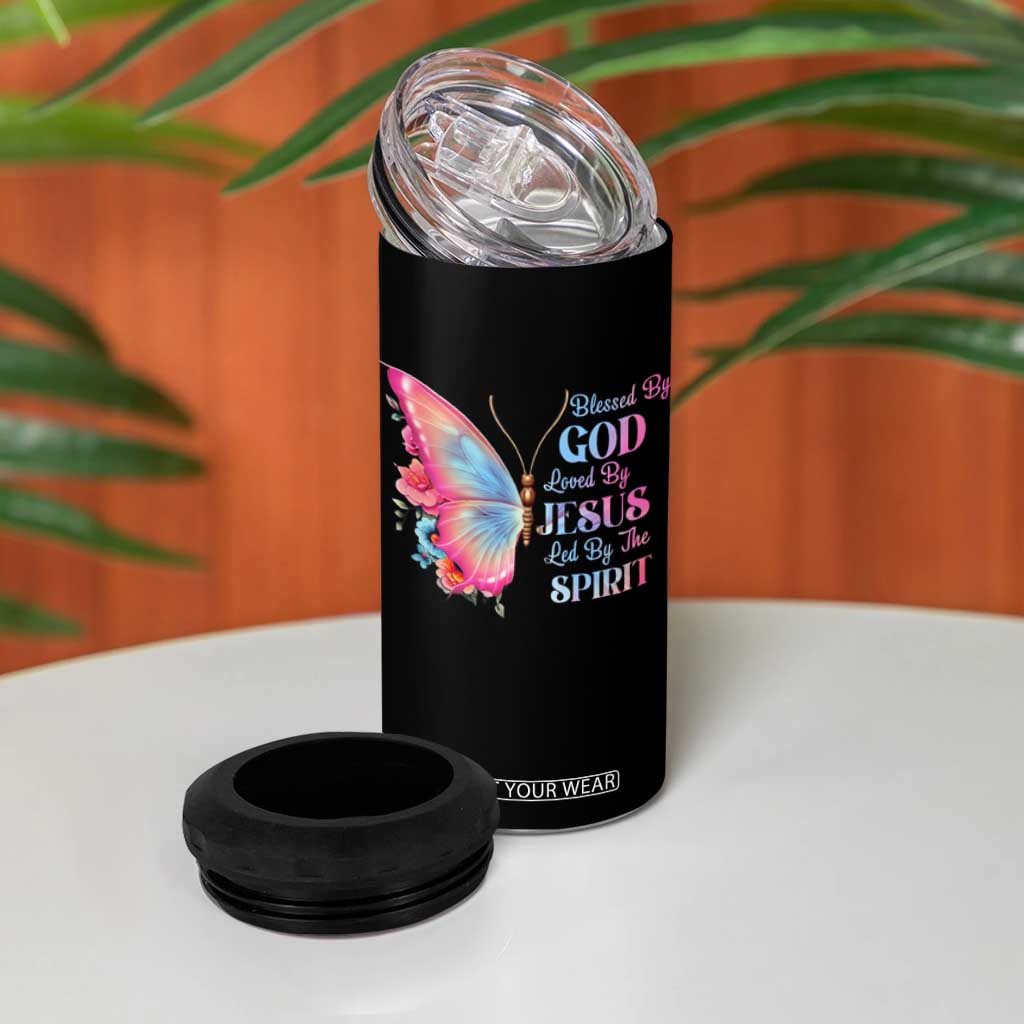 Christian 4 in 1 Can Cooler Tumbler Blessed By God Loved By Jesus Led By The Spirit TS09 Print Your Wear