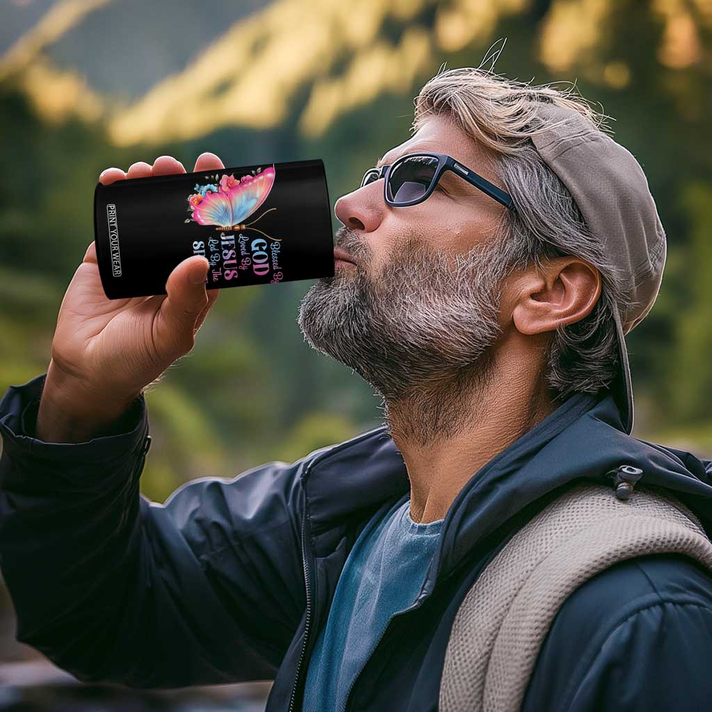 Christian 4 in 1 Can Cooler Tumbler Blessed By God Loved By Jesus Led By The Spirit TS09 Print Your Wear