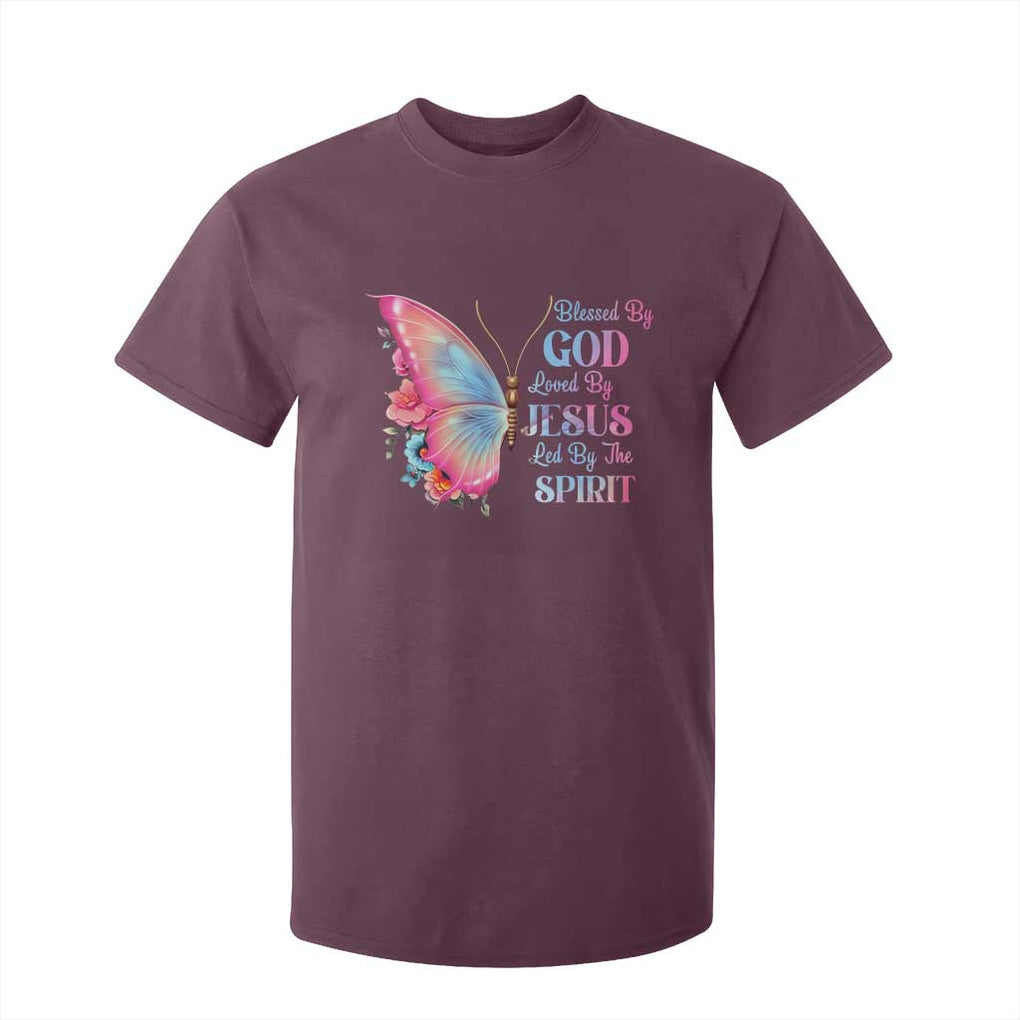 Christian T Shirt For Kid Blessed By God Loved By Jesus Led By The Spirit TS09 Maroon Print Your Wear