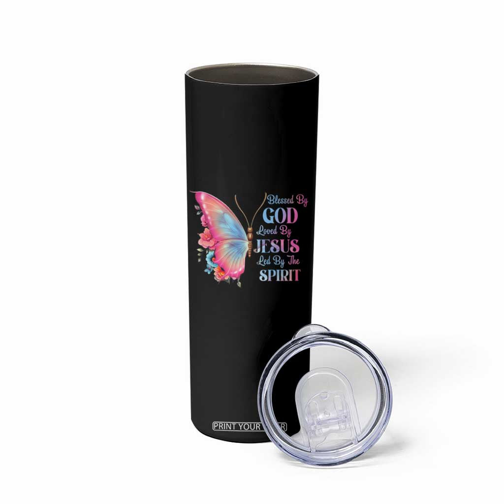 Christian Skinny Tumbler Blessed By God Loved By Jesus Led By The Spirit TS09 Print Your Wear